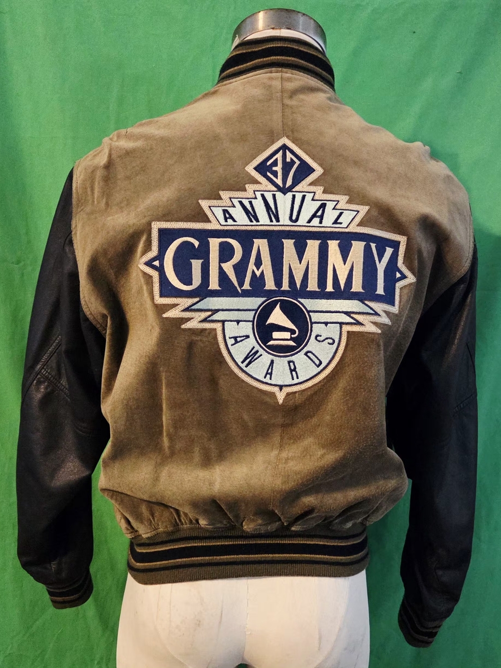 Avirex Vintage 1995 37th Annual Grammy Awards leather and suede varsity jacket L